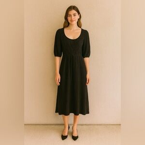 Sophie Max  Midi Dress M Cottagecore Dark Academia Witchcore Puff Sleeve Smocked